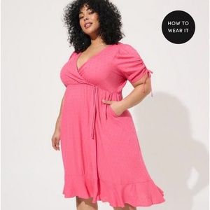 Midi Swiss Linen Surplice Dress